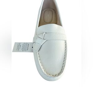 Lands End Light Stone Leather Loafers NWT